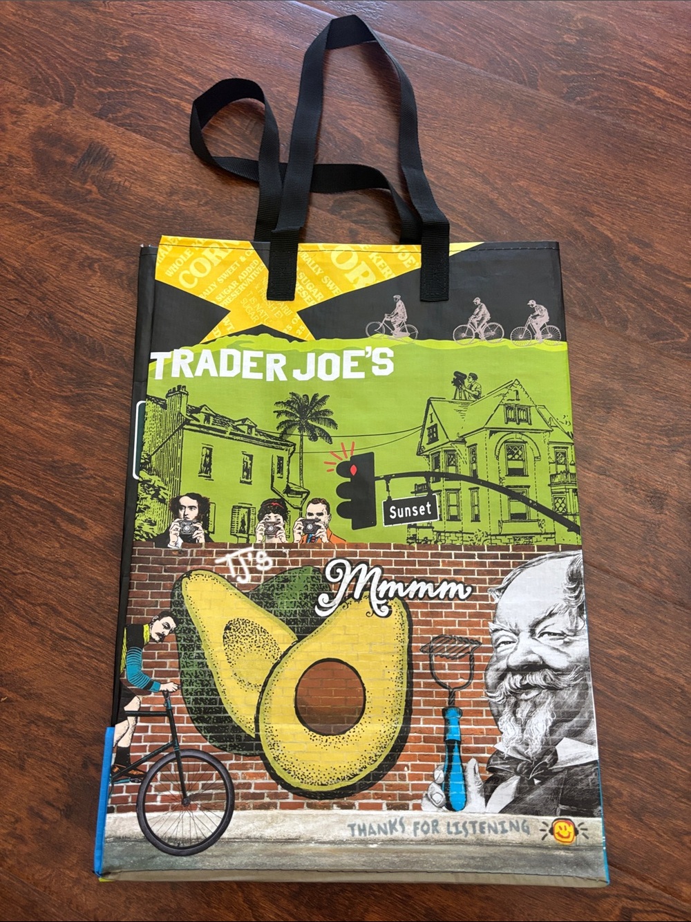 TJ’s Tote Bag – Green/Black Avocado Graphic